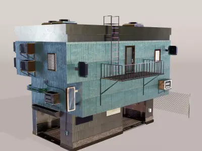 Cyberpunk Garage Building Low-poly 3D model
