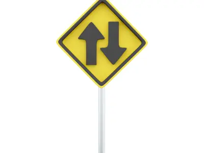  3d Turn left ahead sign  cartoon icon 3D model