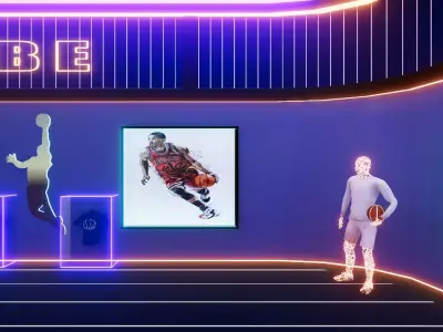 Basket Ball interior with sci-fi look Low-poly 3D model