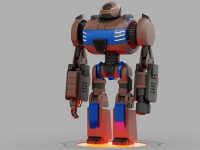 Combat robot rigged - animated character 3D model