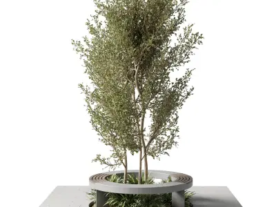  - Urban Furniture - Green Benches With plants 54 3D model