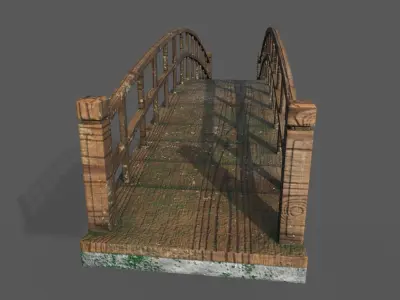 The simple bridge wood Low-poly 3D model
