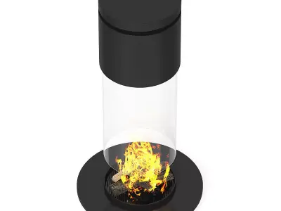 Round Metal Fireplace 3 3D model