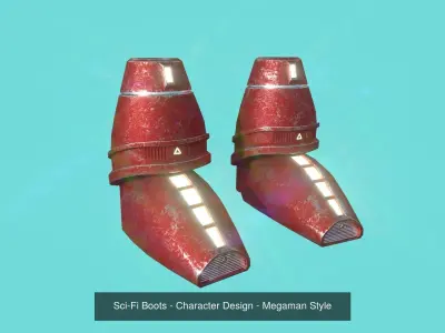05 Sci-Fi Boots - Character Design - Megaman Robot Style 3D Model Pack