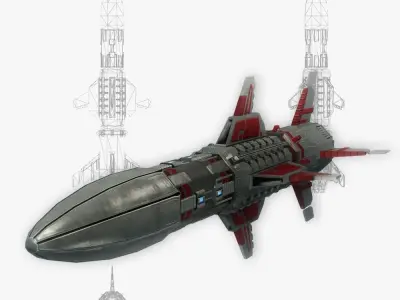 x6 Heavy rocket missiles package Low-poly 3D model