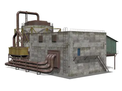  concrete building Low-poly 3D model