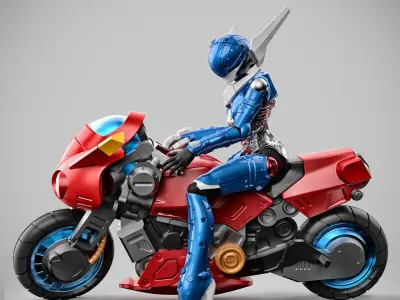 Priss in Hardsuit 2 Poses and  Bike 100mm 3D print model