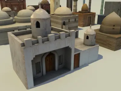 Low Poly Middle East City Buildings and Eastern Architecture  Low-poly 3D model