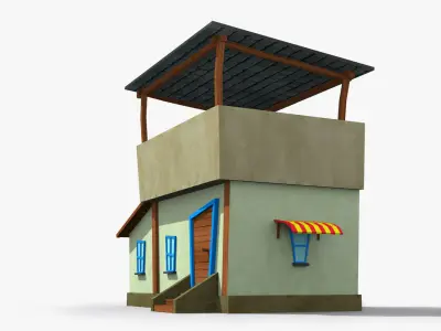 Cartoon House d Low-poly 3D model