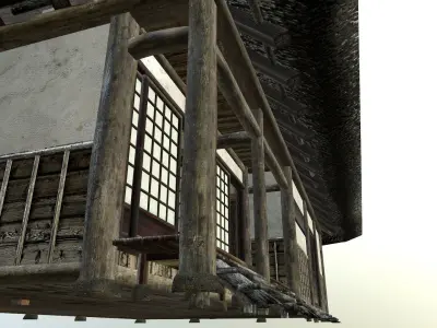 Traditional japanese house  Low-poly 3D model