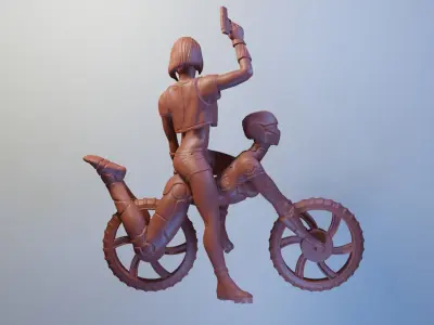 Minamoto woman riding bike 3D print model