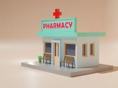Low Poly Pharmacy - 0068 Low-poly 3D model