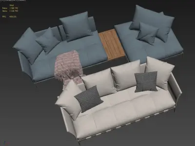 Saba Italia Pixel Light sofa set 1 3D model