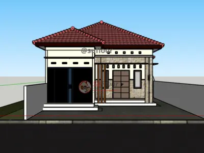 House 8x20m code 422 - Sketchup 3D model