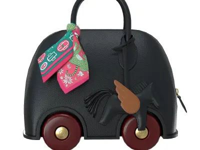 Hermes Mini Bolide Bag On Wheels Black Low-poly 3D model
