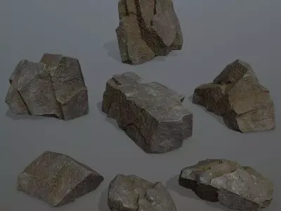 Rock Set 6 piece of Low-poly 3D model