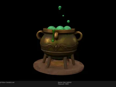 Low Poly Stylized Healty Potion Cauldron Low-poly 3D model