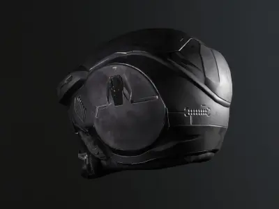 Sci Fi Helmet PBR and Highpoly Low-poly 3D model