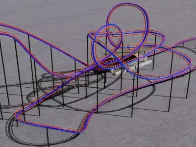 Roller coaster 3D model Low-poly 3D model