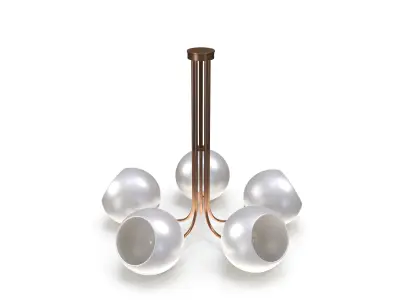 Celeste 5 Light Chandelier With White Globes Bronze Free 3D model