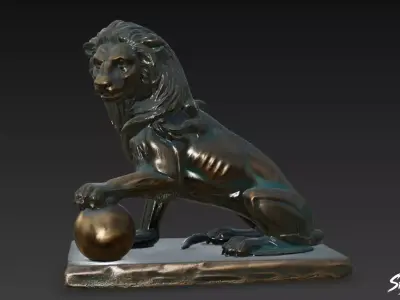 Lion Statue V40 Low-poly 3D model