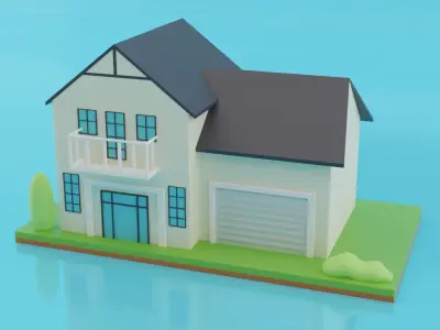 Low Poly Houses house Low-poly 3D model