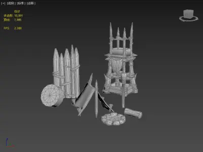 Stylish watchtower guardrail tent Low-poly 3D model