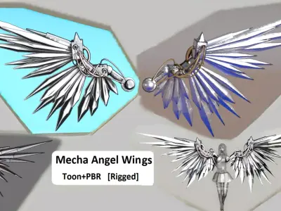 Mecha Angel Wings Low-poly 3D model