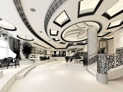 Business Restaurant - Coffee - Banquet  200 3D model