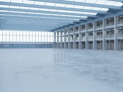 Industrial Hall Interior 1 Low-poly 3D model