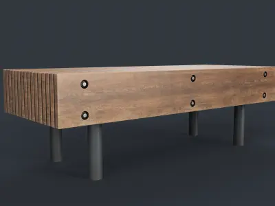 Modern Outdoor Bench 49 PBR Game Ready Low-poly 3D model