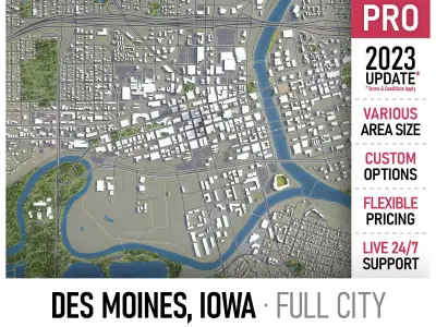 Des Moines  Low-poly 3D model