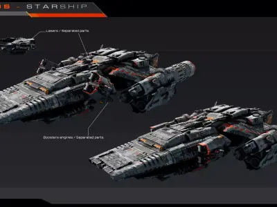 ARGOS - Starship  Low-poly 3D model