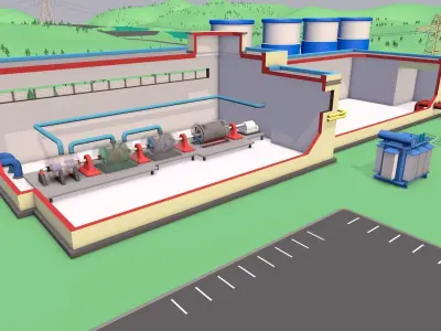 Thermal power plant 3D model