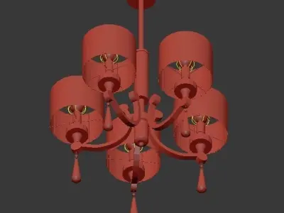 PARKER chandelier with four lights and shades 3D model