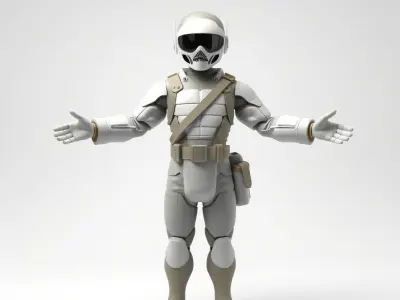 Futuristic Armored Soldier  Rigged D Model for Game Development Low-poly 3D model