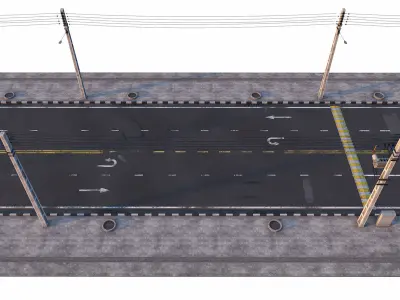 Realistic Street with electric post  3D model