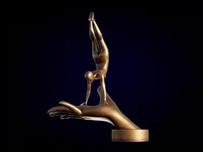 Bronze outdoor street statue Low-poly 3D model