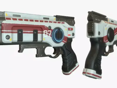 Sci Fi Gun Low-poly 3D model 6