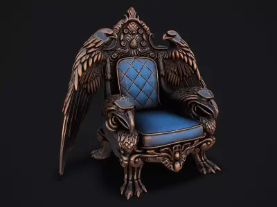 Fantasy Throne 5 game ready 3d model Low-poly 3D model