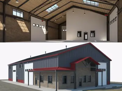 Warehouse Office interior and exterior 3D model