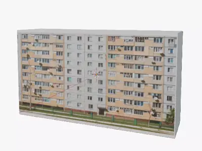 Balkan Apartment Block Model LowPoly Game Ready Free low-poly 3D model