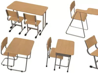 School Desk collection 3D model