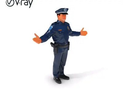 Realistic Police Officer D Character Model with PBR Textures Low-poly 3D model