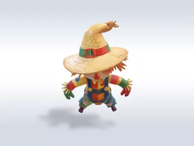 Adorable Scarecrow Halloween Character 3D model