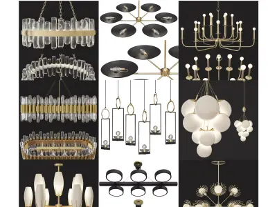 Chandelier low poly 3d models collection 10 pieces Low-poly 3D model by 3dFront