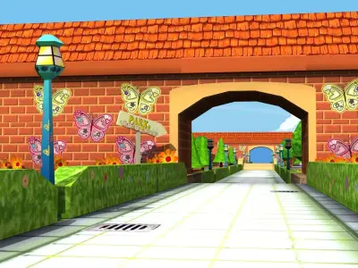 Low polygon Park Low-poly 3D model