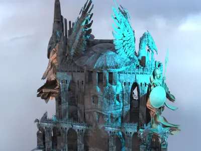 Zeus Warden shield mountain top 3D model