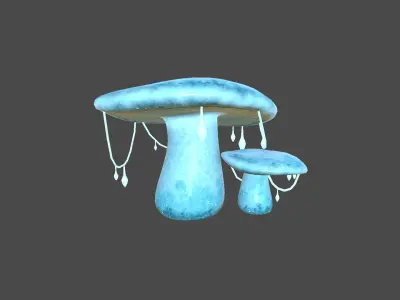 Fantasy Mushroom C02 Blue - Scene Backdrop Design Low-poly 3D model
