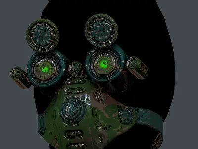 Gas mask helmet 3d model scifi Low-poly Low-poly 3D model
